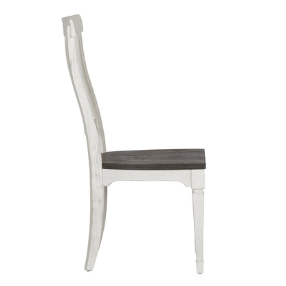 Liberty Furniture - Allyson Park Slat Back Side Chair  in Wirebrushed White w/ Charcoal Tops - 417-C1500S veiw 4