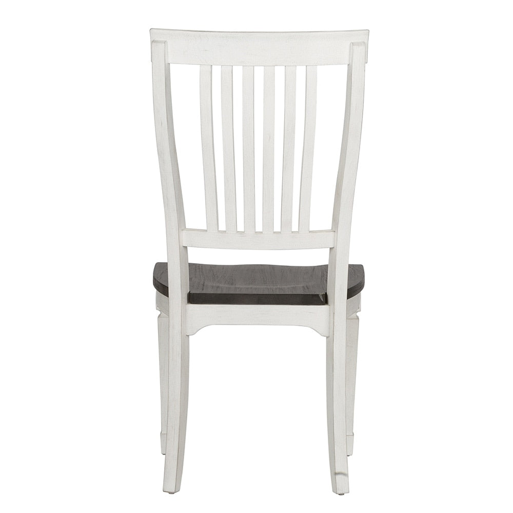 Liberty Furniture - Allyson Park Slat Back Side Chair  in Wirebrushed White w/ Charcoal Tops - 417-C1500S veiw 5