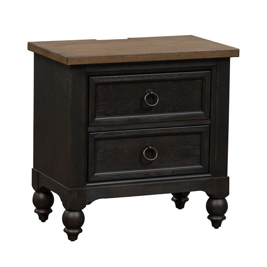 Liberty Furniture - Americana Farmhouse 2 Drawer Night Stand w/ Charging Station - Black - 615-BR61-B view 1