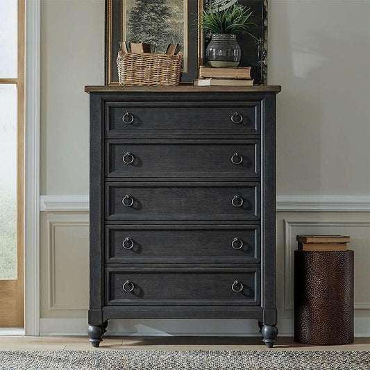 Liberty Furniture - Americana Farmhouse 5 Drawer Chest - Black - 615-BR41-B veiw 1