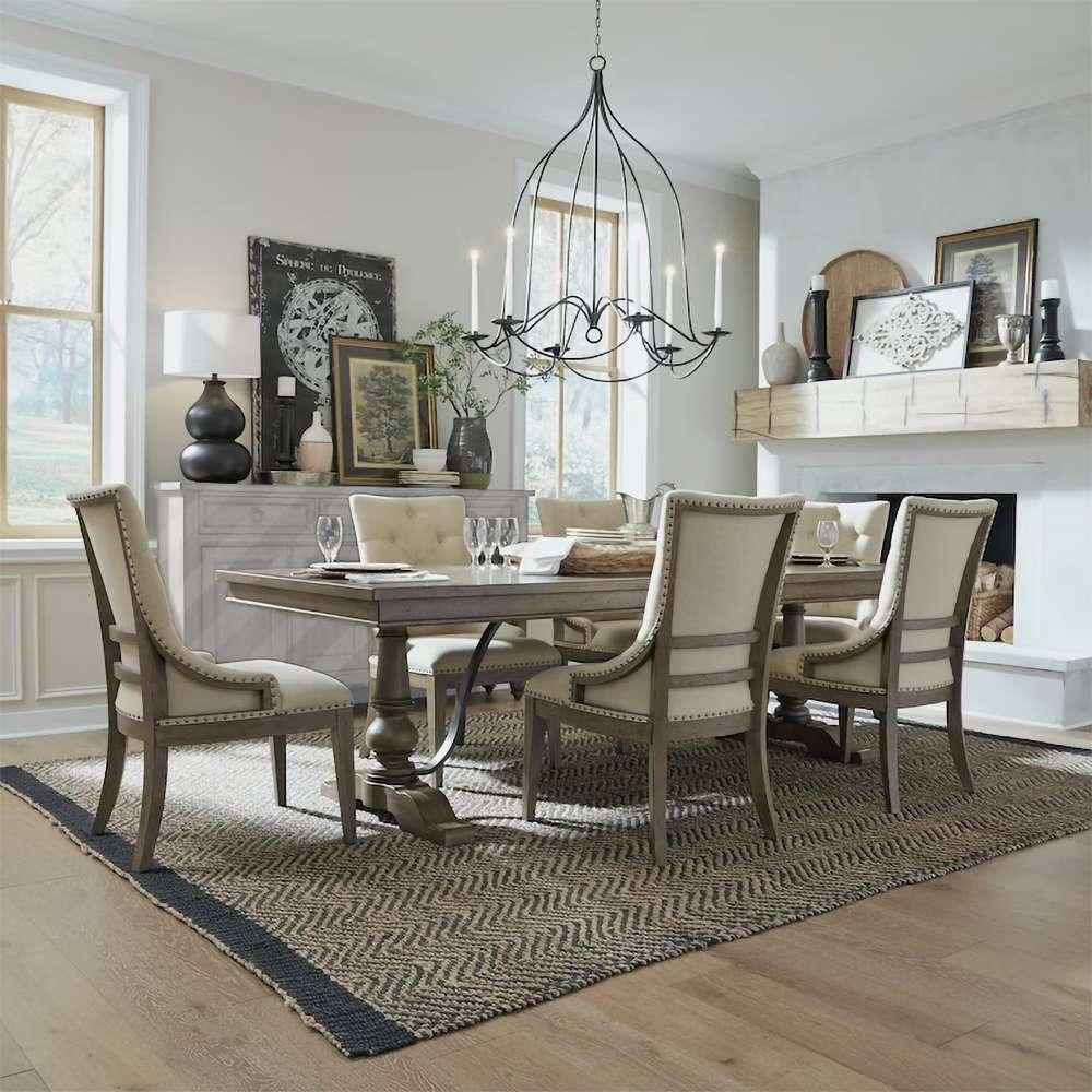 Liberty Furniture - Americana Farmhouse 7 Piece Trestle Table Set  - 615-DR-7TRS veiw 1