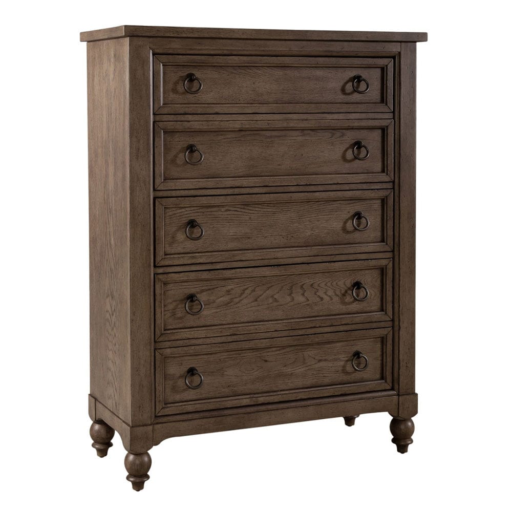 Liberty Furniture - Americana Farmhouse - King California Sleigh Bed, Dresser & Mirror, Chest, Night Stand in Brown - 615-BR-KCSDMCN view 4