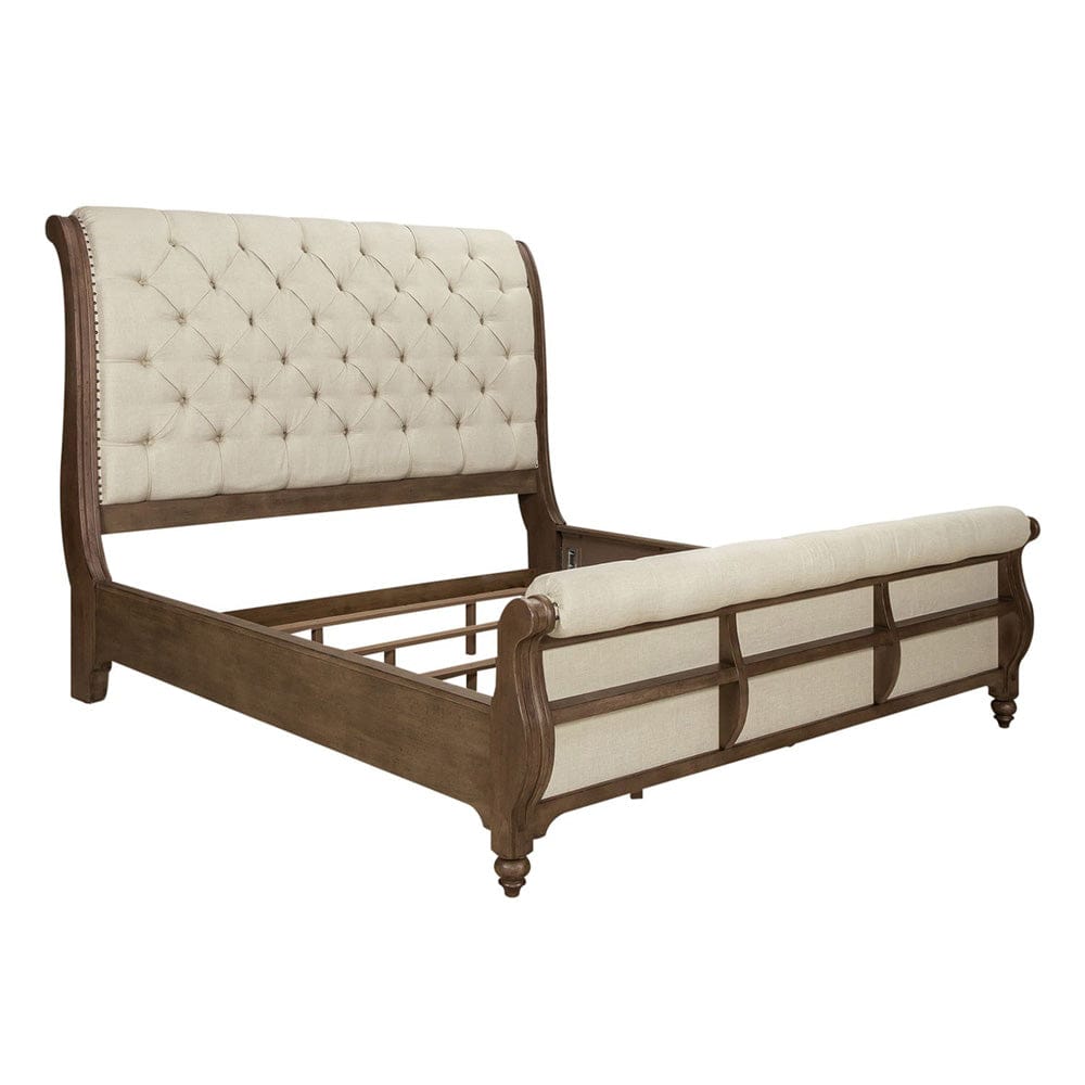 Liberty Furniture - Americana Farmhouse - King California Sleigh Bed, Dresser & Mirror, Night Stand in Brown - 615-BR-KCSDMN view 2