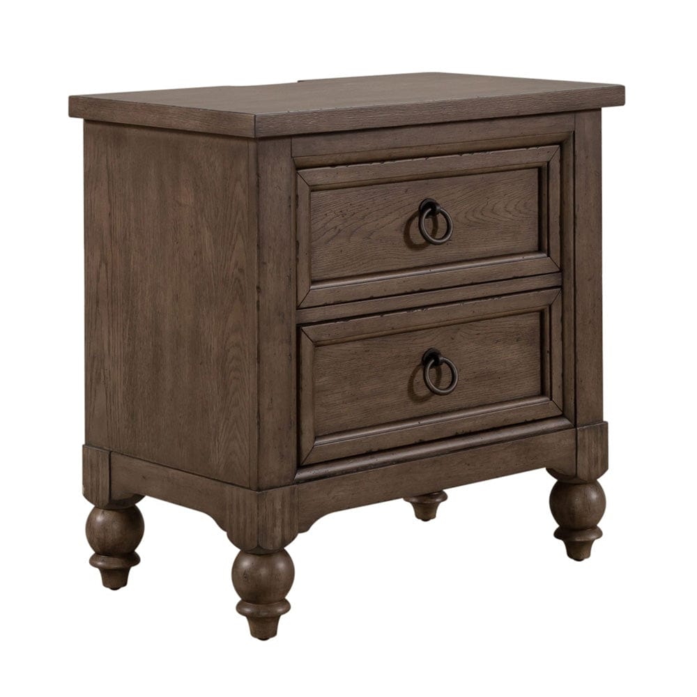 Liberty Furniture - Americana Farmhouse - King California Sleigh Bed, Dresser & Mirror, Night Stand in Brown - 615-BR-KCSDMN view 4