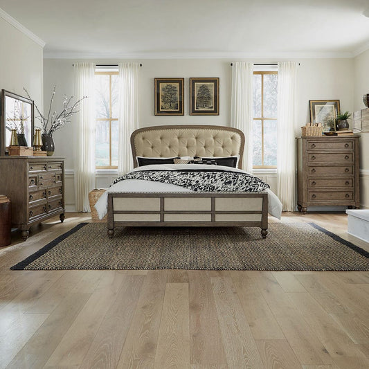 Liberty Furniture - Americana Farmhouse - King Shelter Bed, Dresser & Mirror, Chest in Brown - 615-BR-KSHDMC view 1
