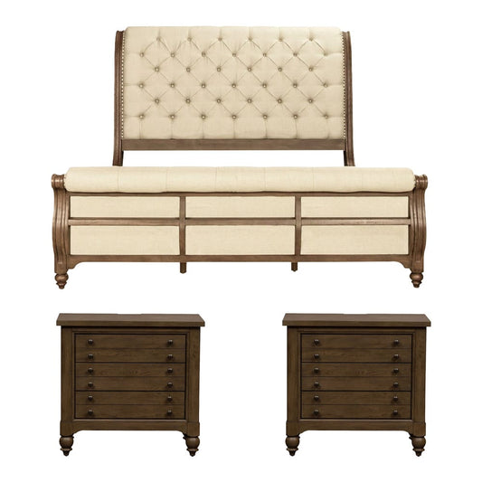 Liberty Furniture - Americana Farmhouse King Sleigh Bed, 2 Bedside Chests - 615-BR-KSL2BSC view 1