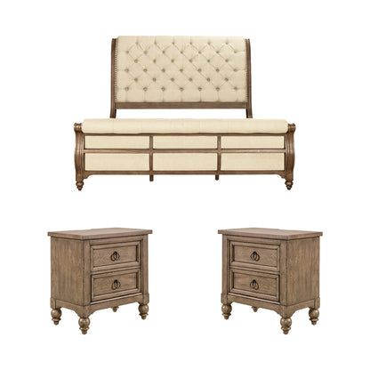 Liberty Furniture - Americana Farmhouse King Sleigh Bed, 2 Night Stands - 615-BR-KSL2NS view 1