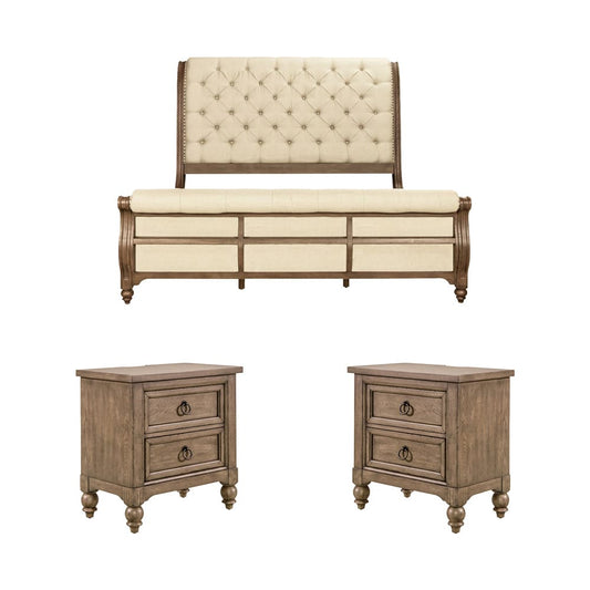 Liberty Furniture - Americana Farmhouse King Sleigh Bed, 2 Night Stands - 615-BR-KSL2NS view 1