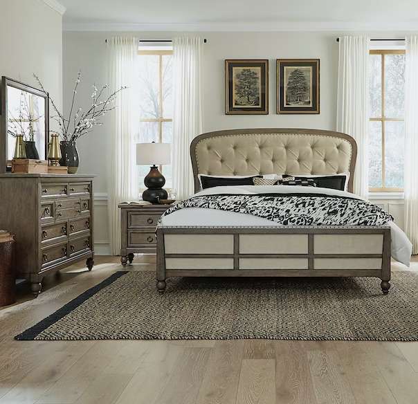 Liberty Furniture - Americana Farmhouse Queen Shelter Bed, Dresser & Mirror, Night Stand  - 615-BR-QSHDMN veiw 1
