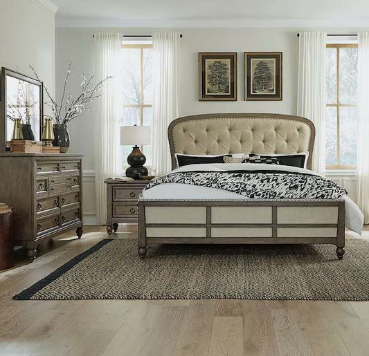 Liberty Furniture - Americana Farmhouse Queen Shelter Bed, Dresser & Mirror, Night Stand  - 615-BR-QSHDMN veiw 1