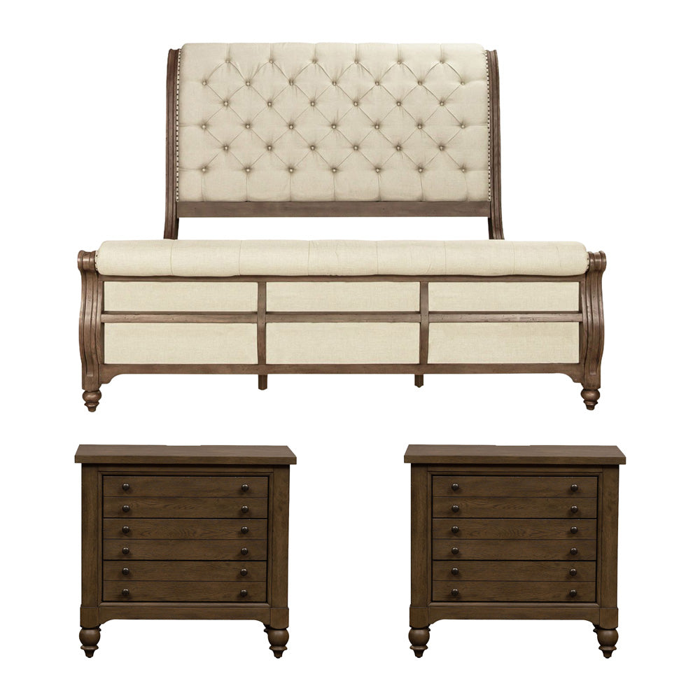 Liberty Furniture - Americana Farmhouse Queen Sleigh Bed, 2 Bedside Chests - 615-BR-QSL2BSC view 1