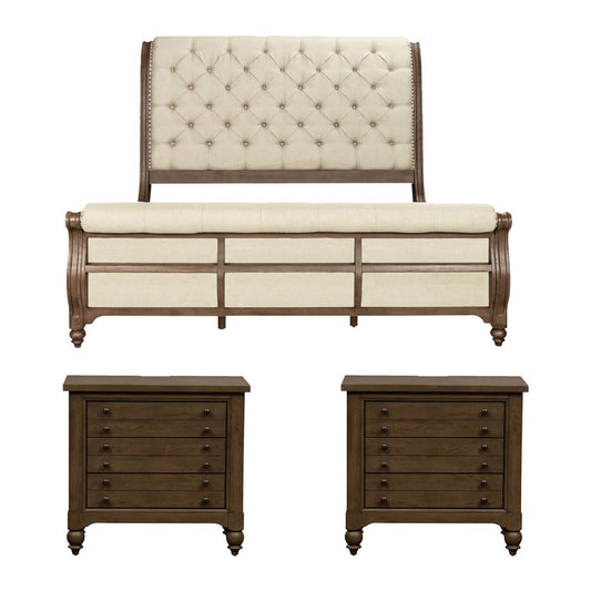 Liberty Furniture - Americana Farmhouse Queen Sleigh Bed, 2 Bedside Chests - 615-BR-QSL2BSC view 1