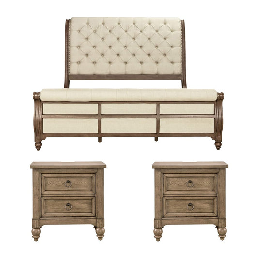 Liberty Furniture - Americana Farmhouse Queen Sleigh Bed, 2 Night Stands - 615-BR-QSL2NS view 1