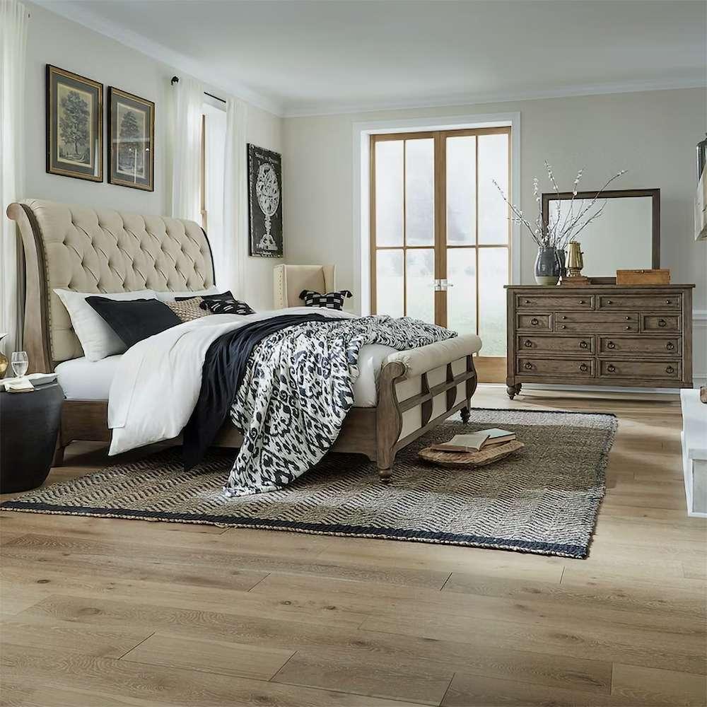 Liberty Furniture - Americana Farmhouse Queen Sleigh Bed, Dresser & Mirror  - 615-BR-QSLDM veiw 1