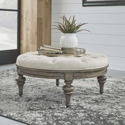 Liberty Furniture - Americana Farmhouse Round Cocktail Ottoman - 615-OT1080 veiw 1