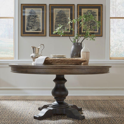 Liberty Furniture - Americana Farmhouse Single Pedestal Table in Black in Dusty Taupe & Black - 615-DR-OPED veiw 1