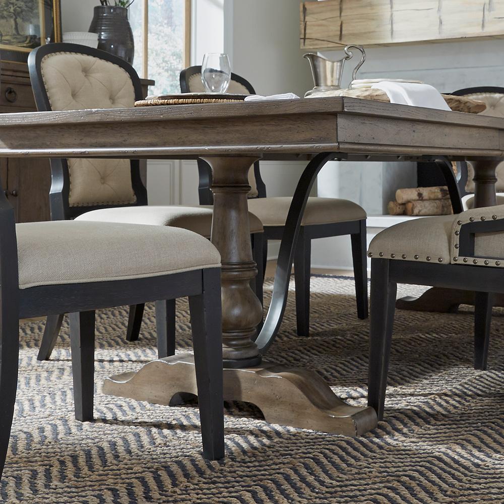 Liberty Furniture - Americana Farmhouse Trestle Table in Dusty Taupe & Black - 615-DR-TRS veiw 3