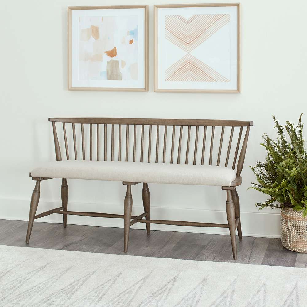 Liberty Furniture - Americana Farmhouse Uph Seat Windsor Bench (RTA) - 615-C1001B veiw 1