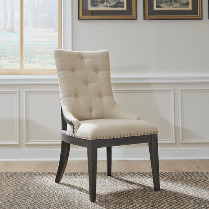 Liberty Furniture - Americana Farmhouse Uph Shelter Side Chair- Black  in Dusty Taupe & Black - 615-C6501S-B veiw 1