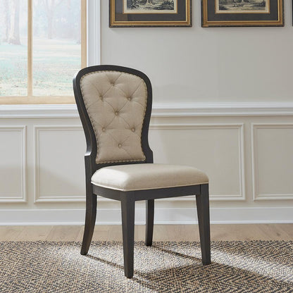 Liberty Furniture - Americana Farmhouse Uph Tufted Back Side Chair - Black in Dusty Taupe & Black - 615-C0501S-B veiw 1
