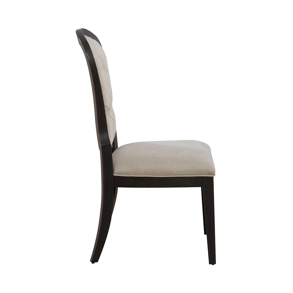 Liberty Furniture - Americana Farmhouse Uph Tufted Back Side Chair - Black in Dusty Taupe & Black - 615-C0501S-B veiw 6