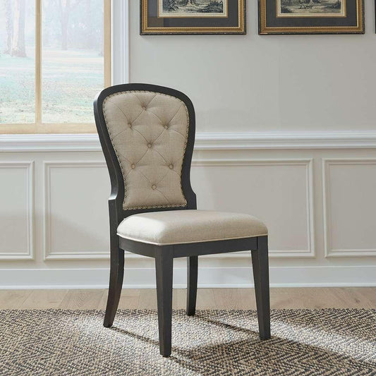 Liberty Furniture - Americana Farmhouse Uph Tufted Back Side Chair - Black (Set of 2) - 615-C0501S-B veiw 1