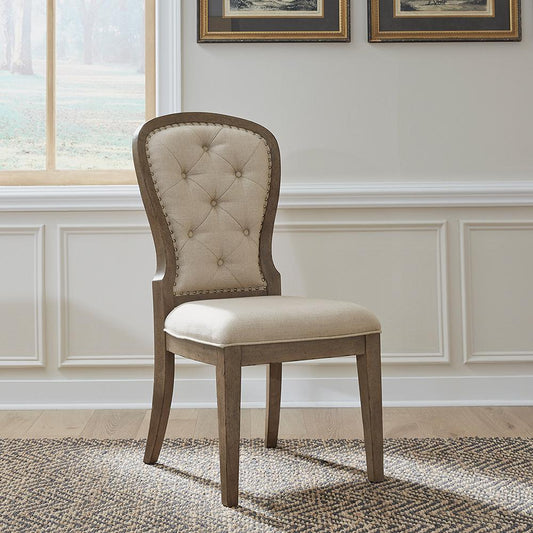 Liberty Furniture - Americana Farmhouse Uph Tufted Back Side Chair in Dusty Taupe & Black - 615-C0501S veiw 1