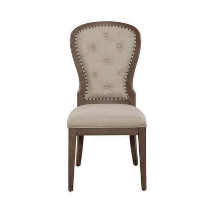 Liberty Furniture - Americana Farmhouse Uph Tufted Back Side Chair in Dusty Taupe & Black - 615-C0501S veiw 7
