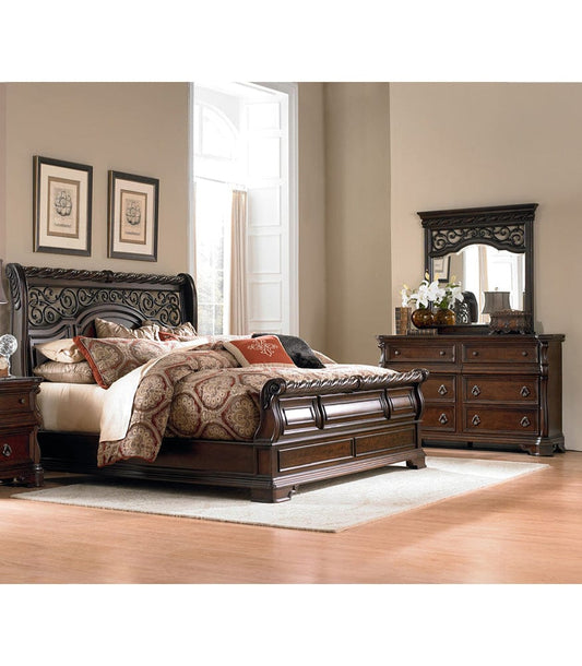 Liberty Furniture - Arbor Place - King California Sleigh Bed, Dresser & Mirror, Chest in Brown - 575-BR-KCSDMC view 1