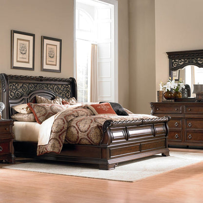 Liberty Furniture - Arbor Place - King California Sleigh Bed, Dresser & Mirror in Brown - 575-BR-KCSDM view 1