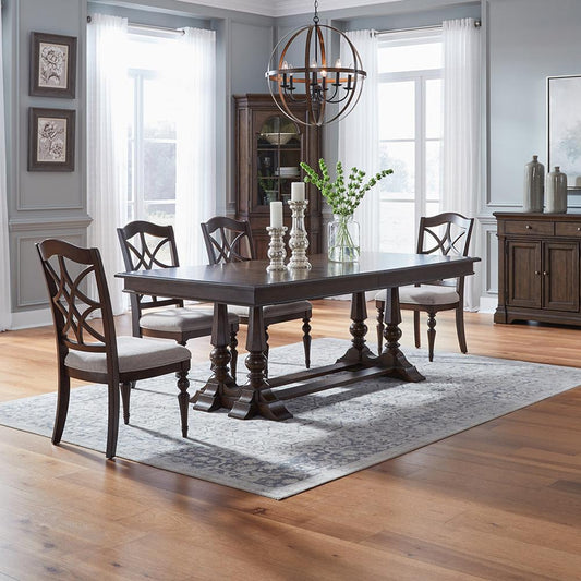 Liberty Furniture - Arden Road 5 Piece Trestle Table Set  in Satin Cherry - 512-DR-5TRS veiw 1
