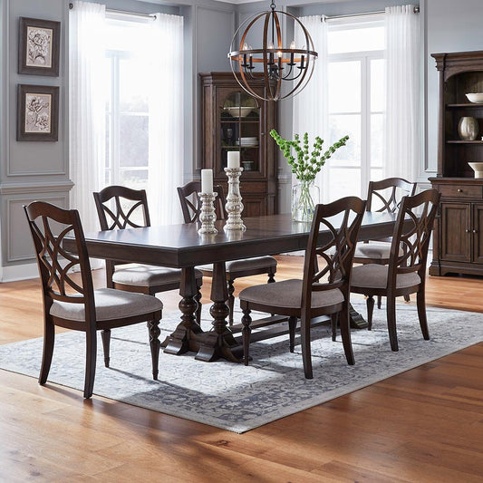 Liberty Furniture - Arden Road 7 Piece Trestle Table Set  in Satin Cherry - 512-DR-7TRS veiw 1