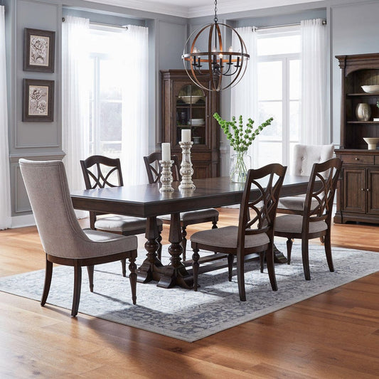 Liberty Furniture - Arden Road - Alt 7 Piece Trestle Table Set in Cherry - 512-DR-A7TRS view 1