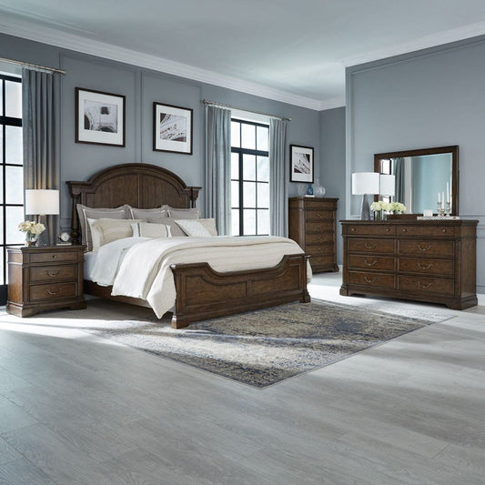 Liberty Furniture - Arden Road - King California Poster Bed, Dresser & Mirror, Chest, Night Stand in Cherry - 512-BR-CPSDMCN view 1