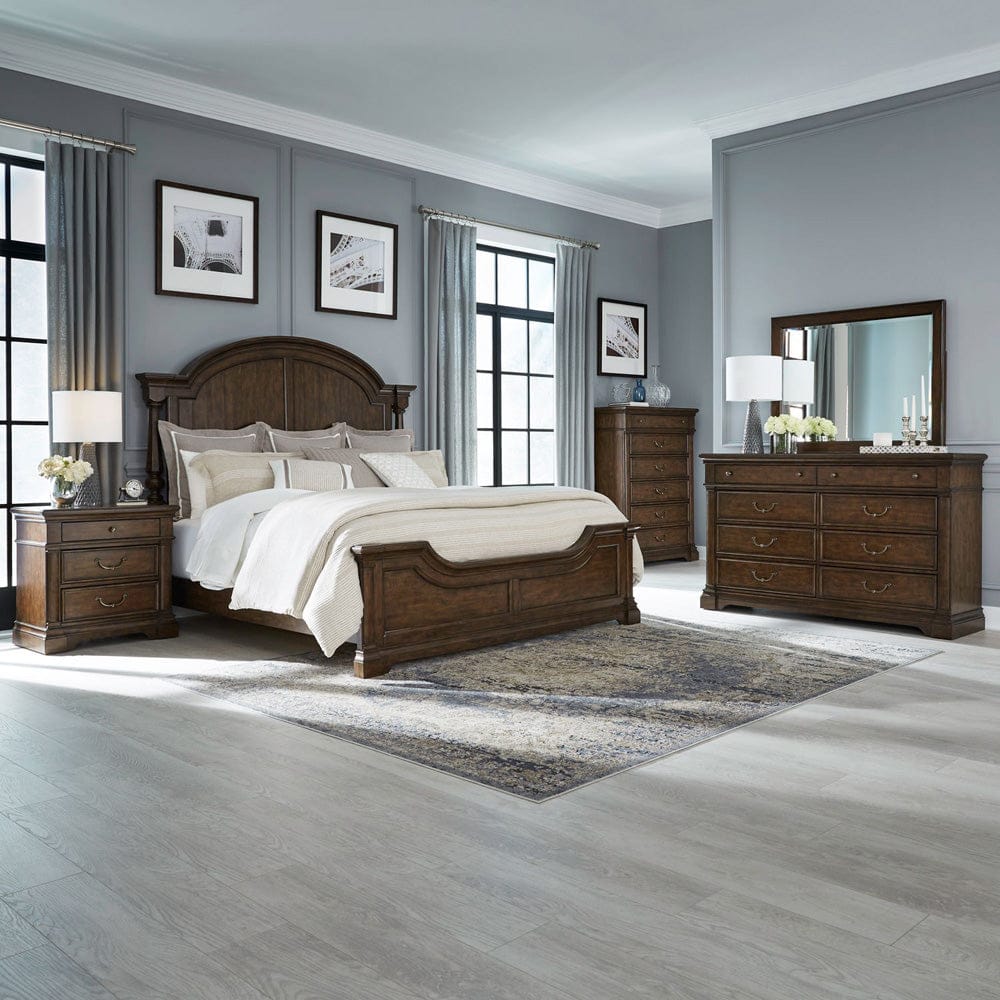 Liberty Furniture - Arden Road - King Poster Bed, Dresser & Mirror, Chest, Night Stand in Cherry - 512-BR-KPSDMCN view 1