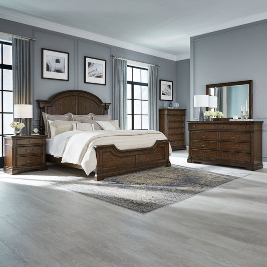 Liberty Furniture - Arden Road - King Poster Bed, Dresser & Mirror, Chest, Night Stand in Cherry - 512-BR-KPSDMCN view 1