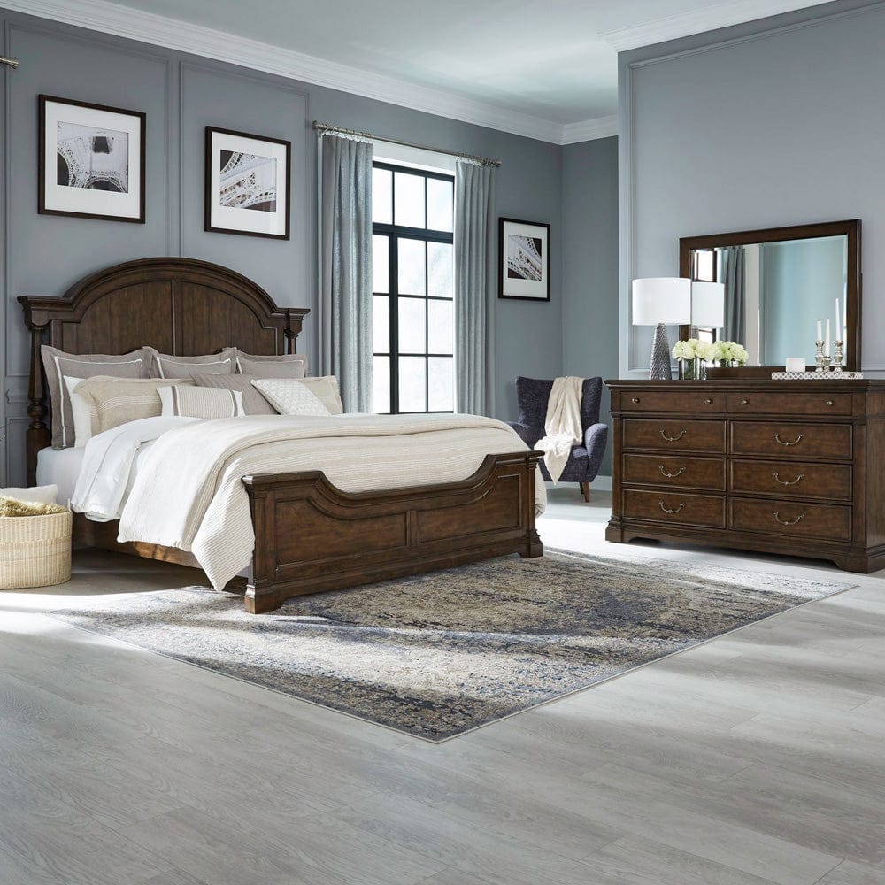 Liberty Furniture - Arden Road - King Poster Bed, Dresser & Mirror in Cherry - 512-BR-KPSDM view 1