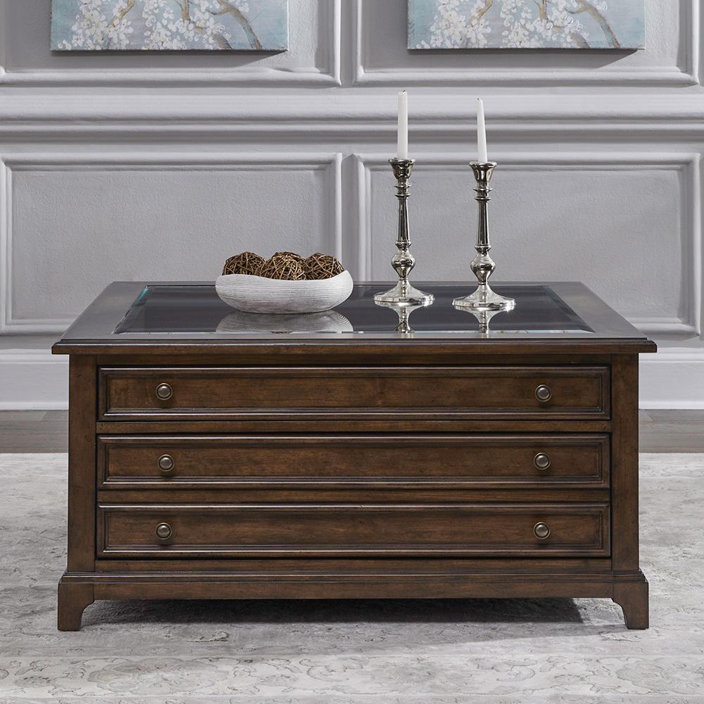 Liberty Furniture - Arden Road Square Collector Cocktail Table in Satin Cherry - 512-OT1011 veiw 1