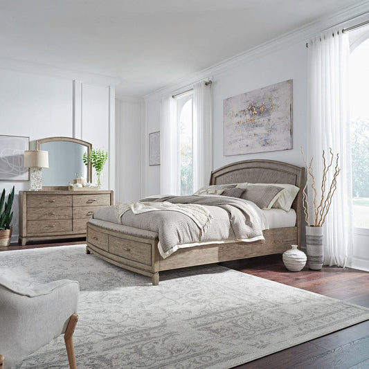 Liberty Furniture - Avalon - King Panel Storage Bed, Dresser & Mirror in Brown - 805-BR-KPBSDM view 1