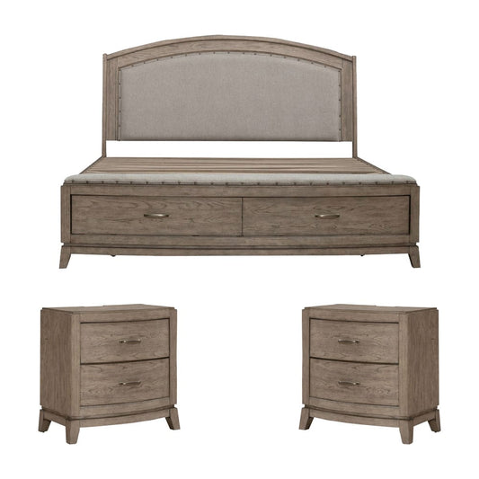 Liberty Furniture - Avalon King Uph Storage Bed, 2 Night Stands - 805-BR-KUS2NS view 1
