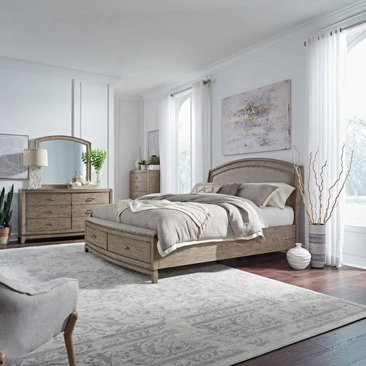 Liberty Furniture - Avalon - King Uph Storage Bed, Dresser & Mirror, Chest in Brown - 805-BR-KUSDMC view 1