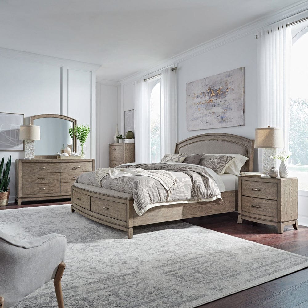 Liberty Furniture - Avalon - King Uph Storage Bed, Dresser & Mirror, Chest, Night Stand in Brown - 805-BR-KUSDMCN view 1