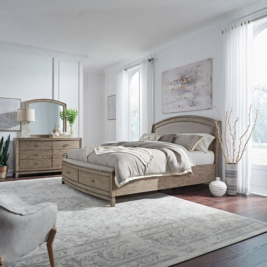 Liberty Furniture - Avalon - King Uph Storage Bed, Dresser & Mirror in Brown - 805-BR-KUSDM view 1