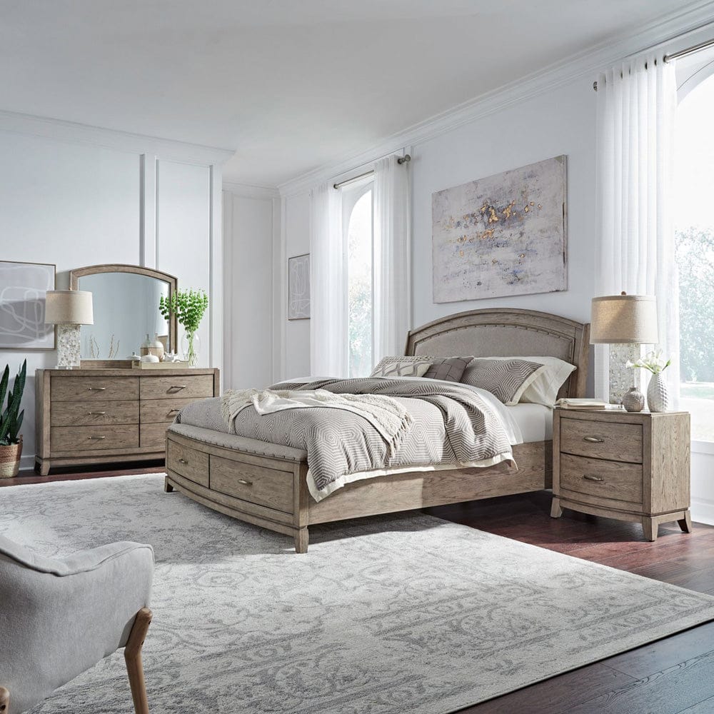 Liberty Furniture - Avalon - King Uph Storage Bed, Dresser & Mirror, Night Stand in Brown - 805-BR-KUSDMN view 1