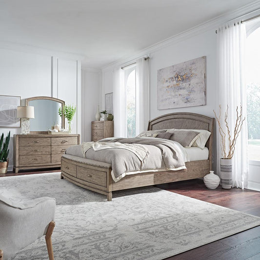 Liberty Furniture - Avalon Queen Panel Storage Bed, Dresser & Mirror, Chest  in Burnished Beige - 805-BR-QPBSDMC veiw 1