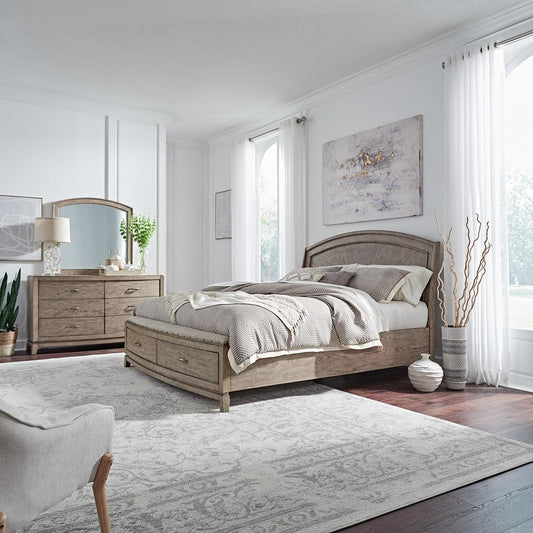Liberty Furniture - Avalon Queen Panel Storage Bed, Dresser & Mirror  in Burnished Beige - 805-BR-QPBSDM veiw 1