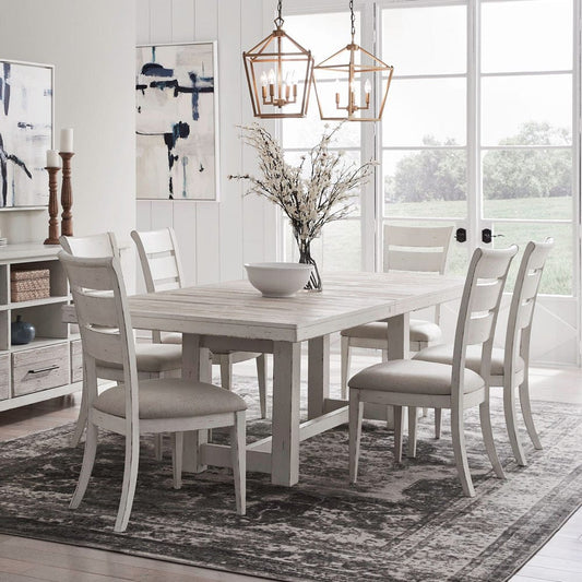 Liberty Furniture - Backroads - 7 Piece Trestle Table Set in White - 142-DR-7TRS view 1