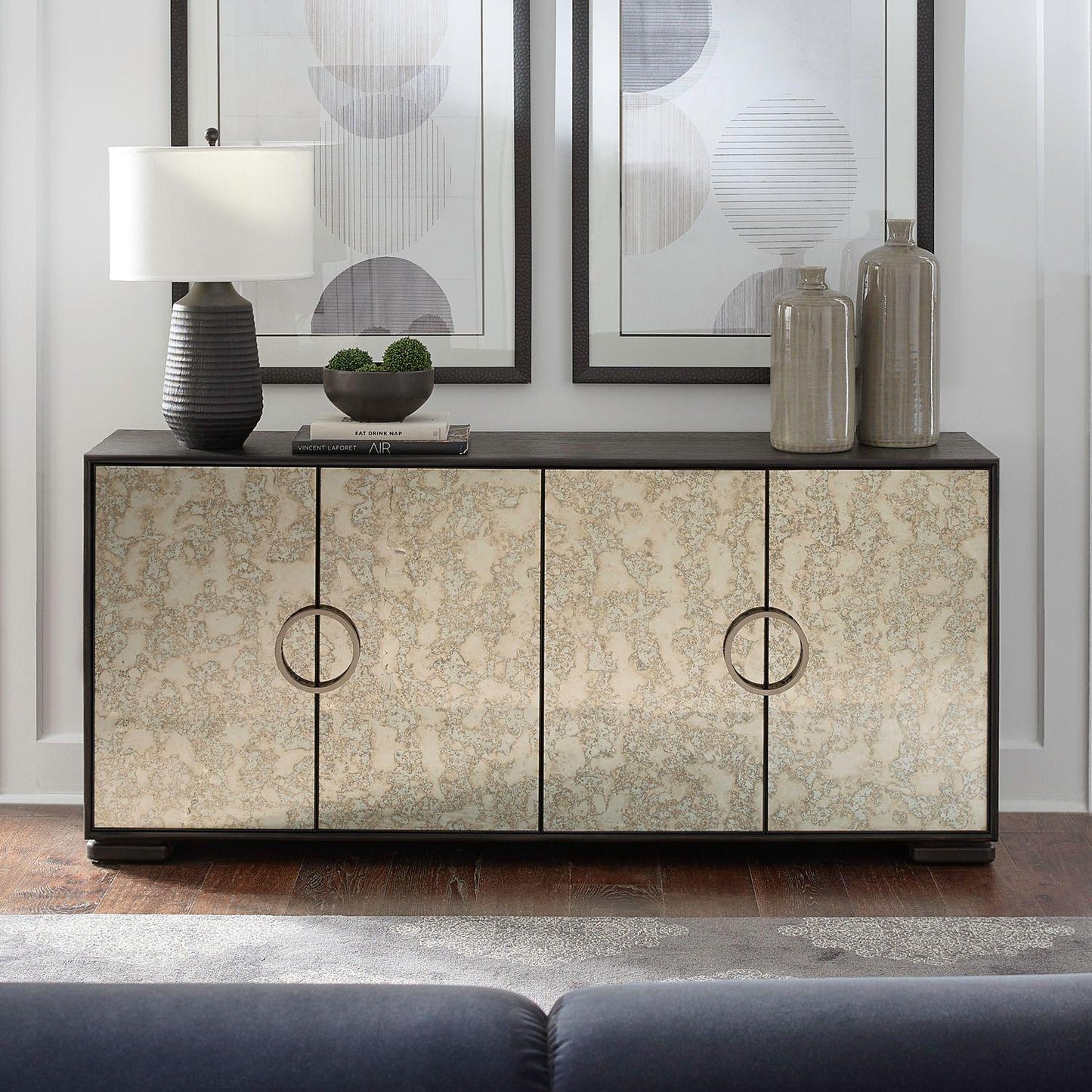 Liberty Furniture - Barlowe 4 Door Accent Cabinet in Cappuccino & Mirrored Glass - 2220-AC1000 veiw 3