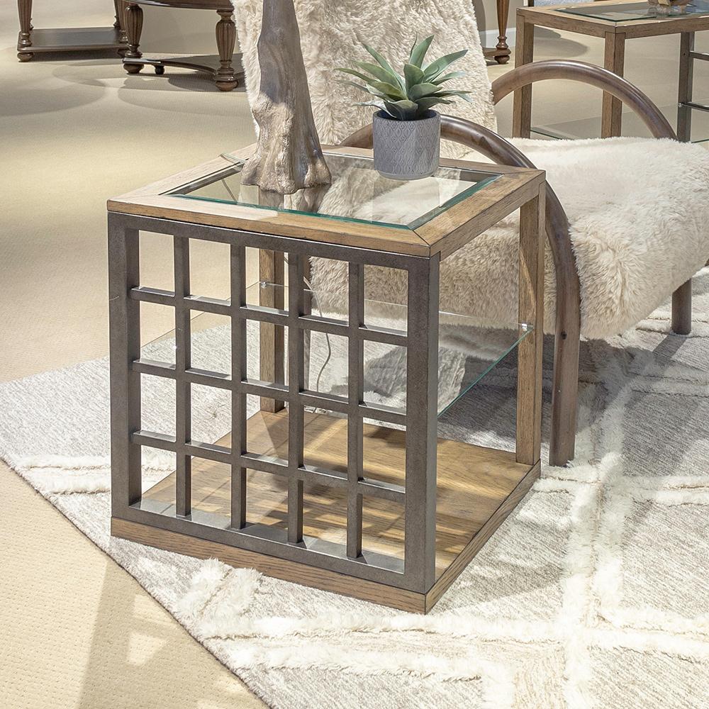 Liberty Furniture - Bayhill Trellis End Table in Honey w/ Black Metal Accents - 525-OT1020 veiw 1