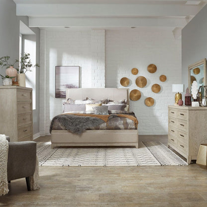 Liberty Furniture - Belmar - King California Upholstered Bed, Dresser & Mirror, Chest in Gray - 902-BR-CKUBDMC view 1